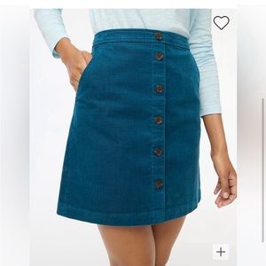 J.Crew Corduroy Button-Front Mini Skirt Blue Size 2